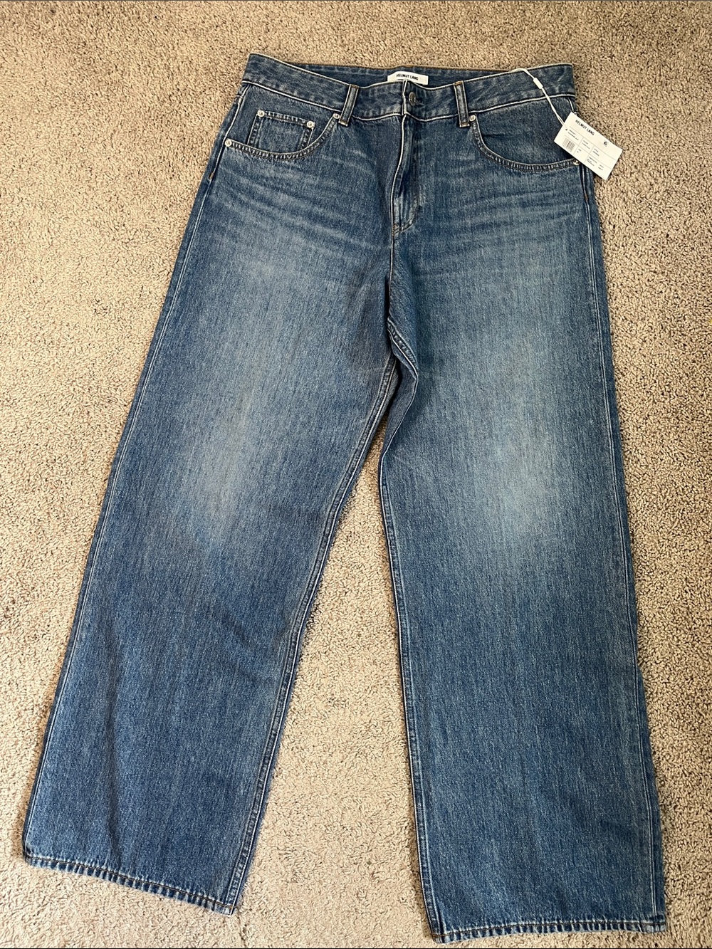 Helmut Lang Wardrobe Jeans High Rise Wide Leg Classic Blue Women’s 32 Ins 32 NWT